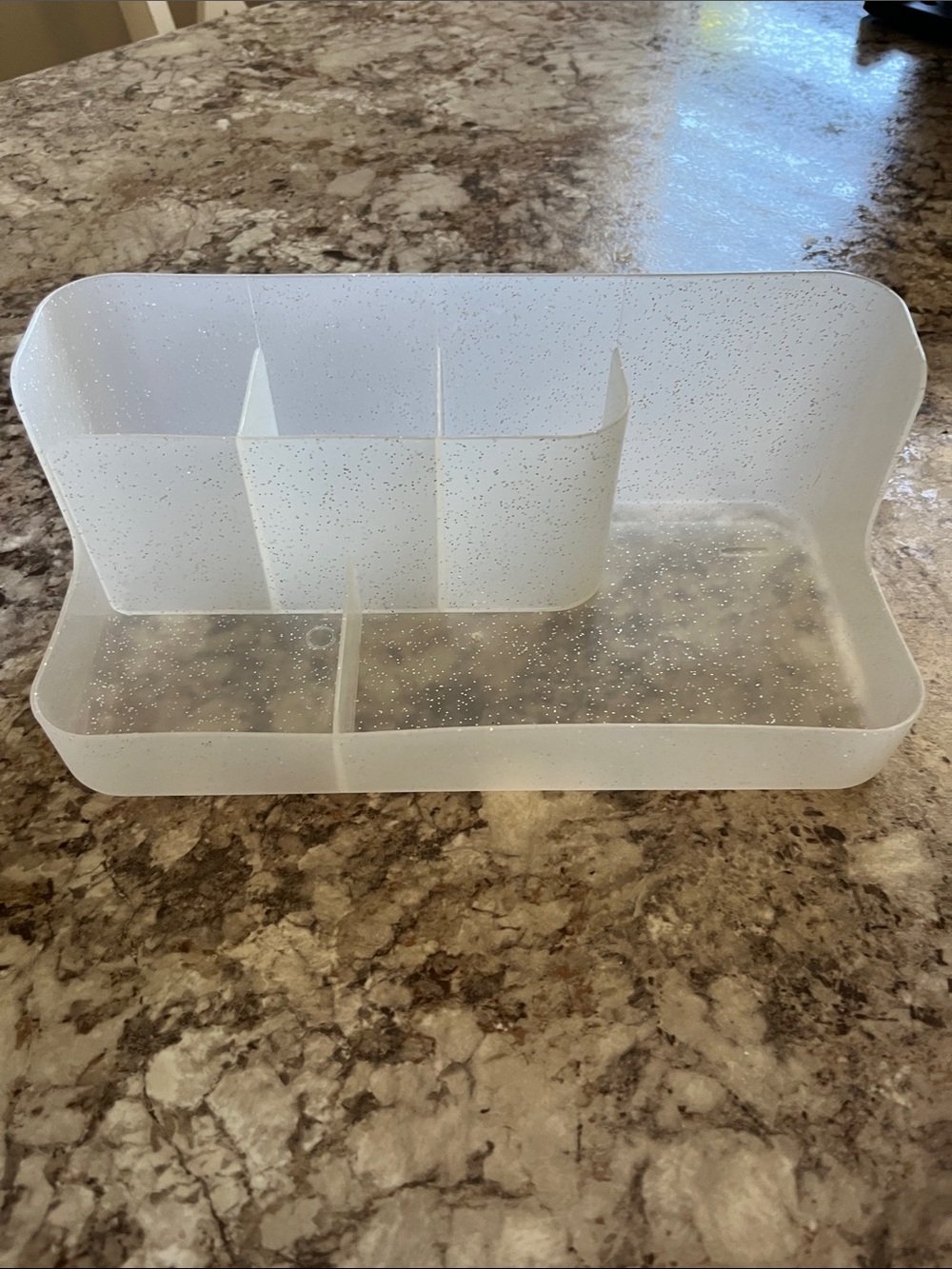 Clear Speckled Plastic Desk Organizer
